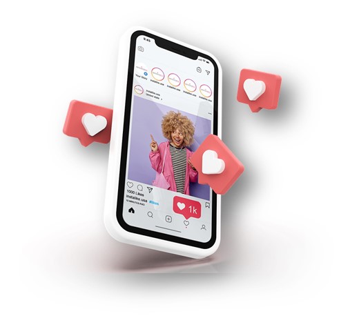 인스타그램에 비디오클립이나 이미지를 올려 놓고서 많은 사람들로부터 하트를 받은 모습