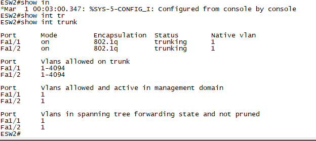 트렁크 설정이 잘되었는지 확인