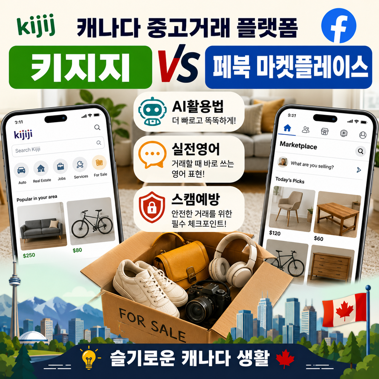 캐나다 중고 거래 플랫폼 키지지와 페북 마켓플레이스 비교