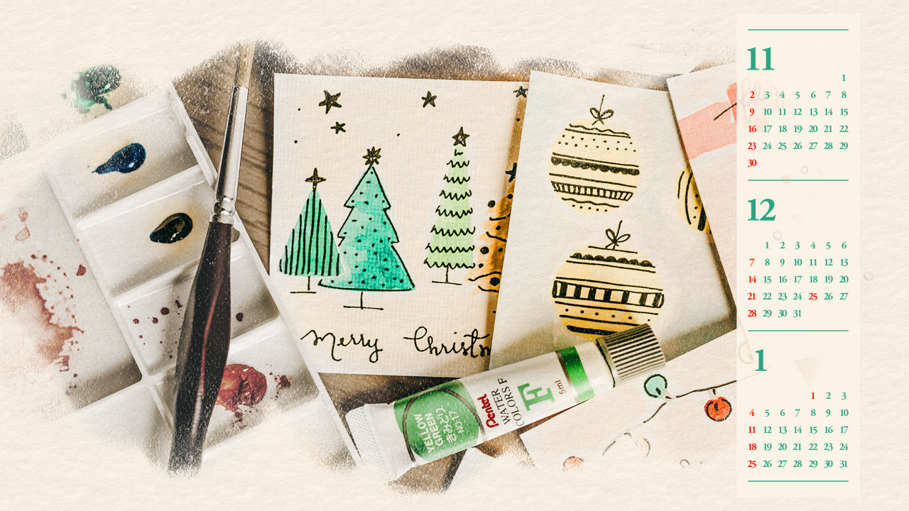 04 크리스마스 카드 B - 2025년12월 노트북배경화면