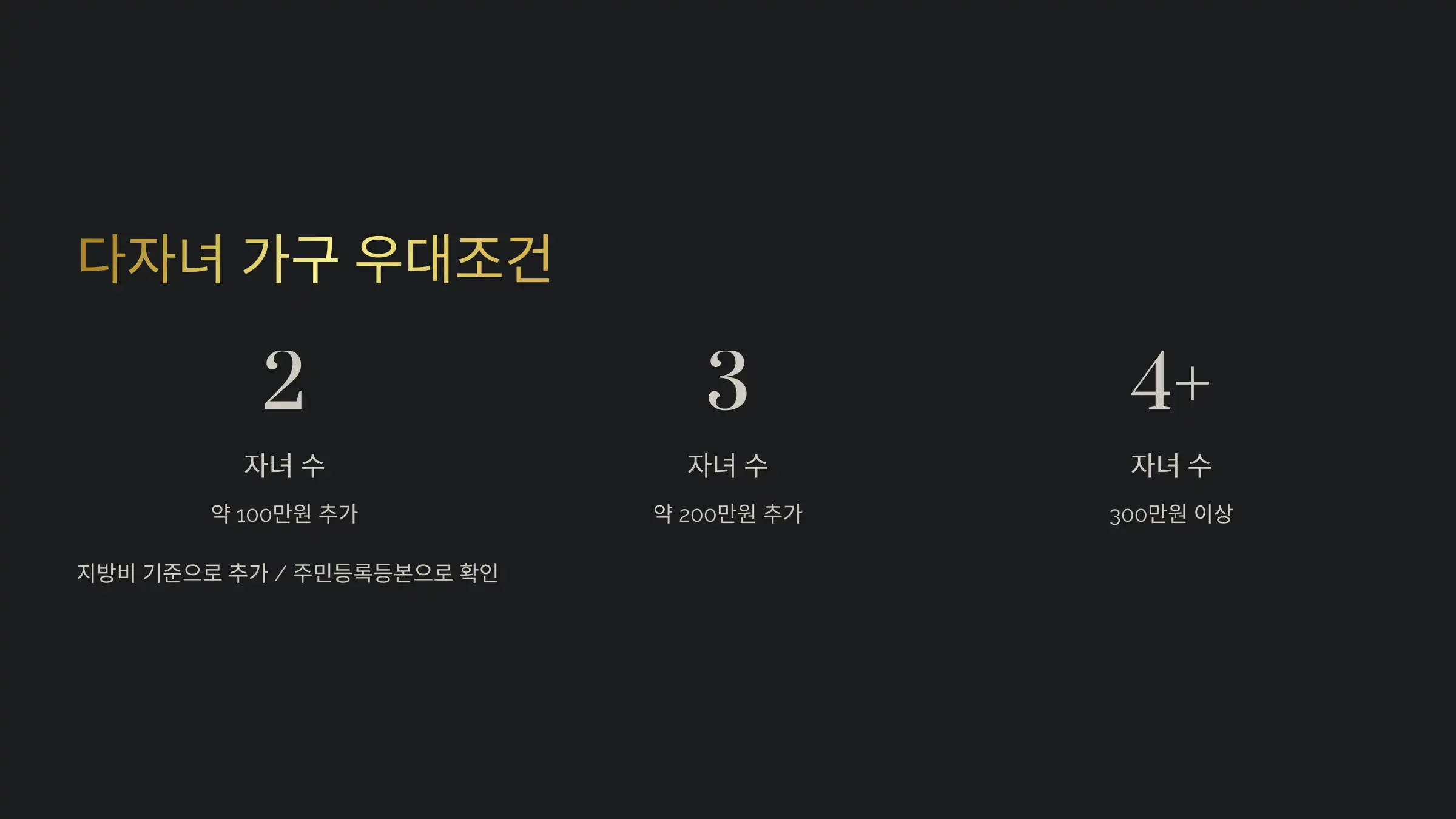 우대조건 ② 다자녀 가구: 자녀 수 많을수록 혜택 증가