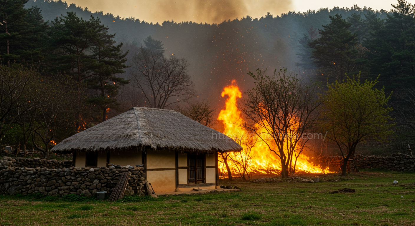 시골에서 밭두렁을 태우다 산불로 이어지지 않게 조심해야 한다.