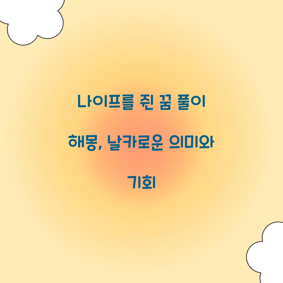 나이프를 쥔 꿈 풀이 해몽 해석