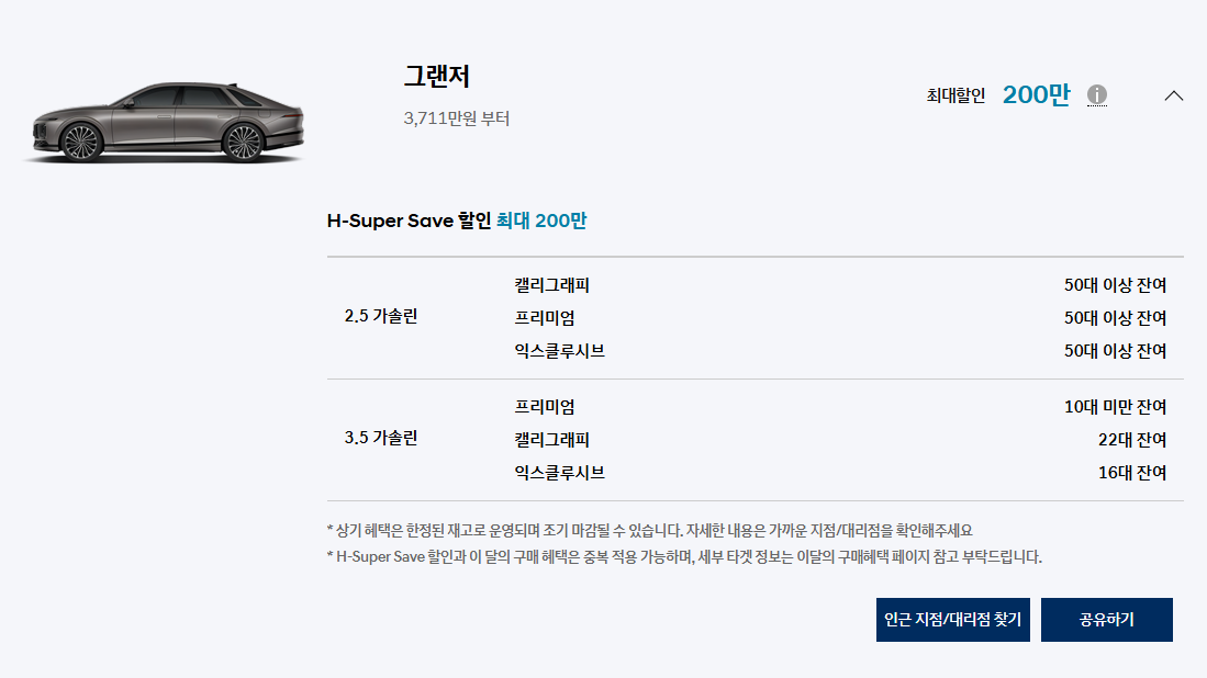 현대자동차 5월 프로모션, 할인 및 판매조건