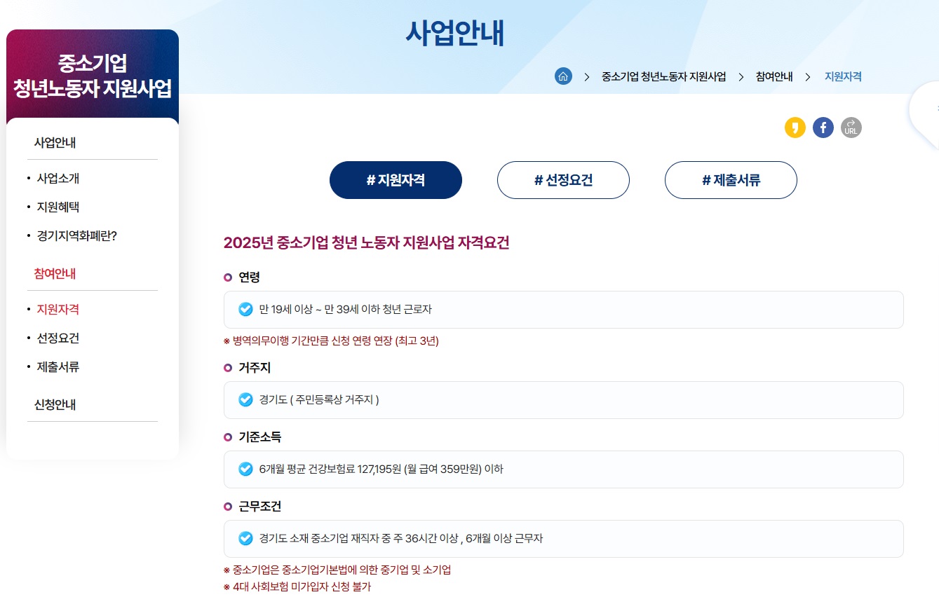 중소기업 청년노동자 지원사업