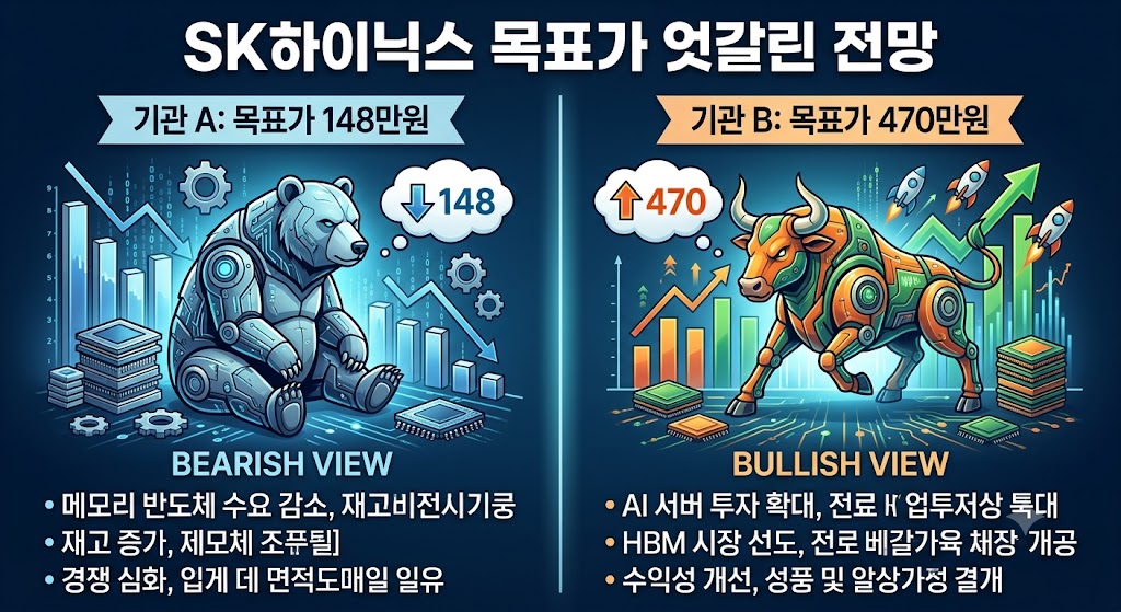 148만원 vs 470만원 SK하이닉스 목표가 엇갈린 이미지
