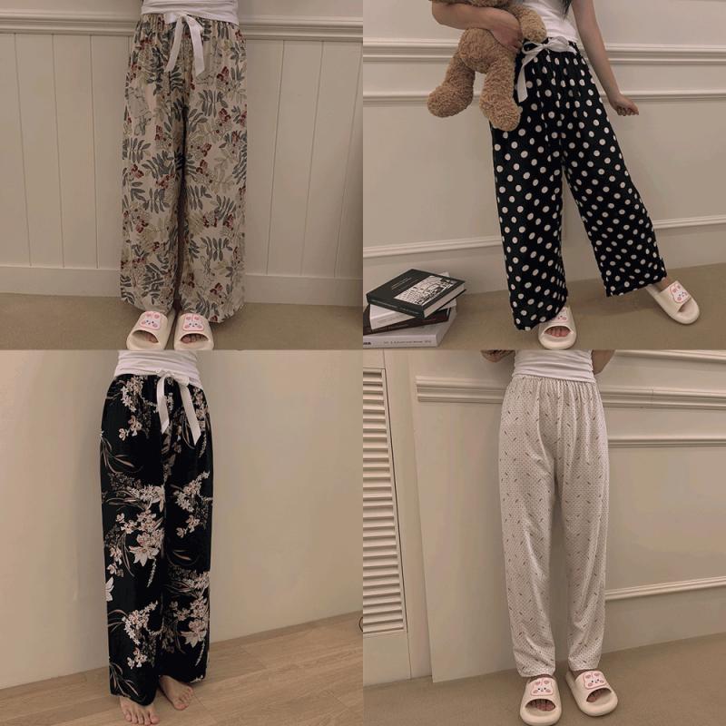 무드문 여자 홈웨어 긴바지 단품 파자마 순면 가을 겨울 실크 면 여성 가을 겨울 잠옷