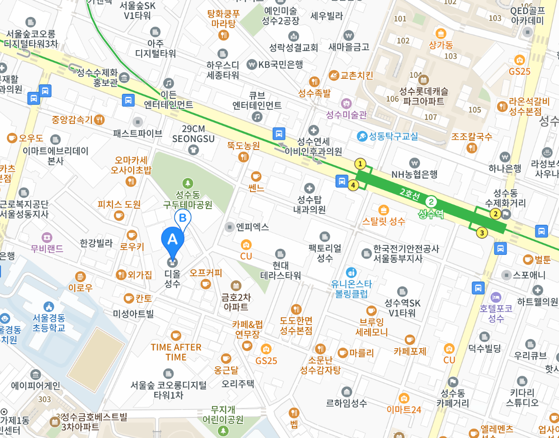 디올 성수 지도