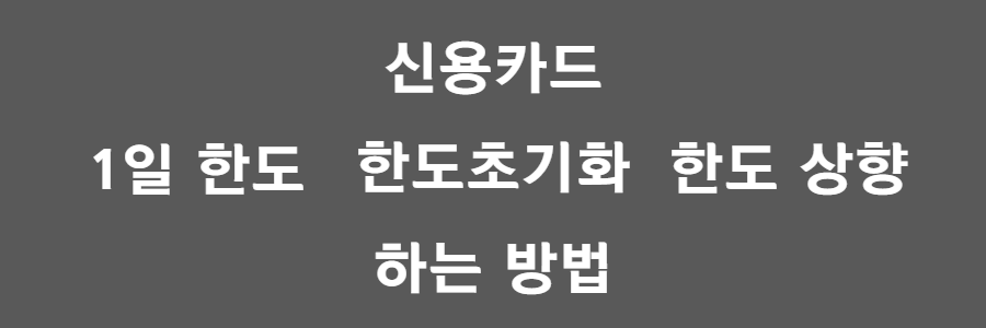 신용카드 한도 초기화하는 방법