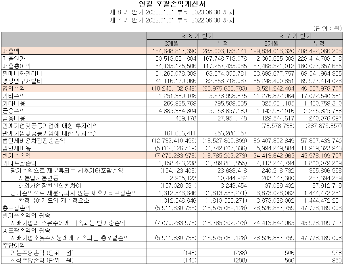 원익IPS - 손익계산서