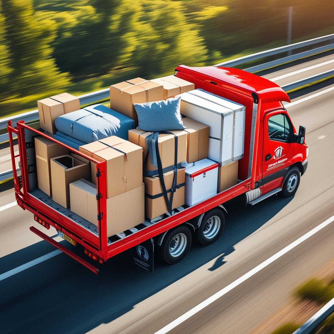 이삿짐을 싣고 달리는 1톤 용달트럭