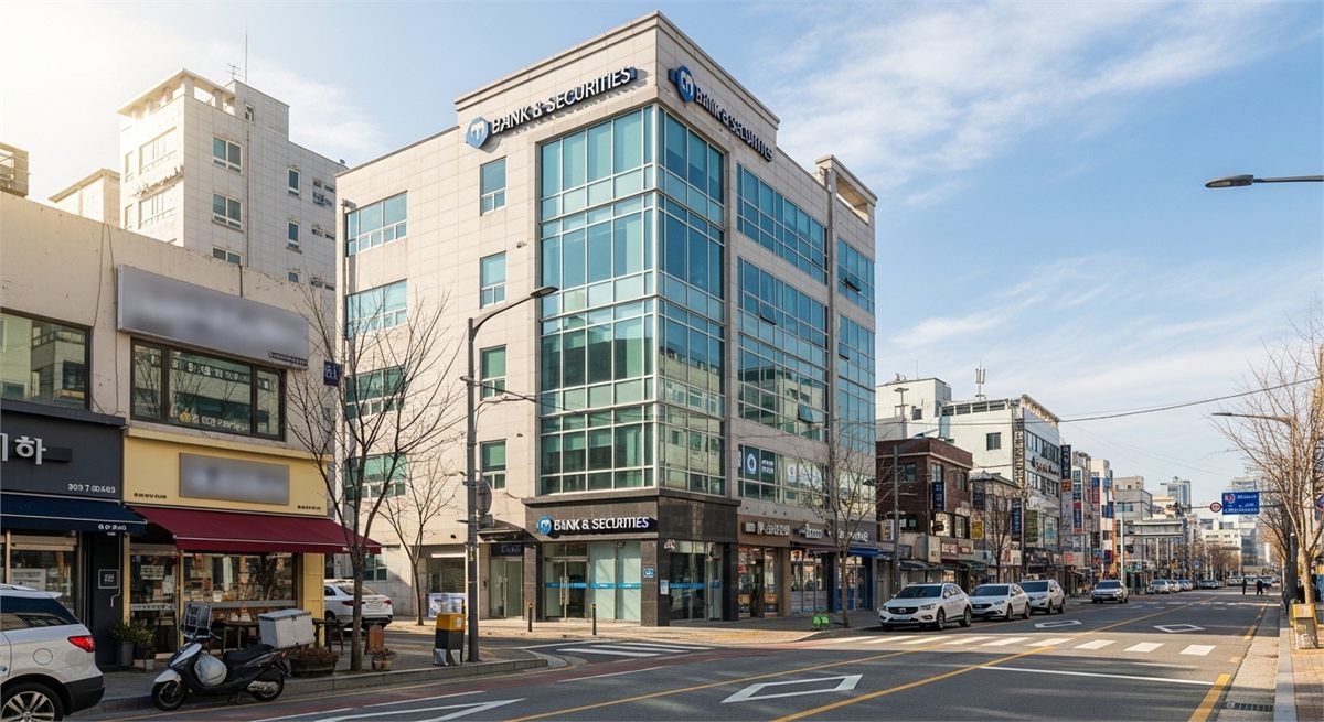 한국 도심의 은행&middot;증권사 주변 거리 풍경 