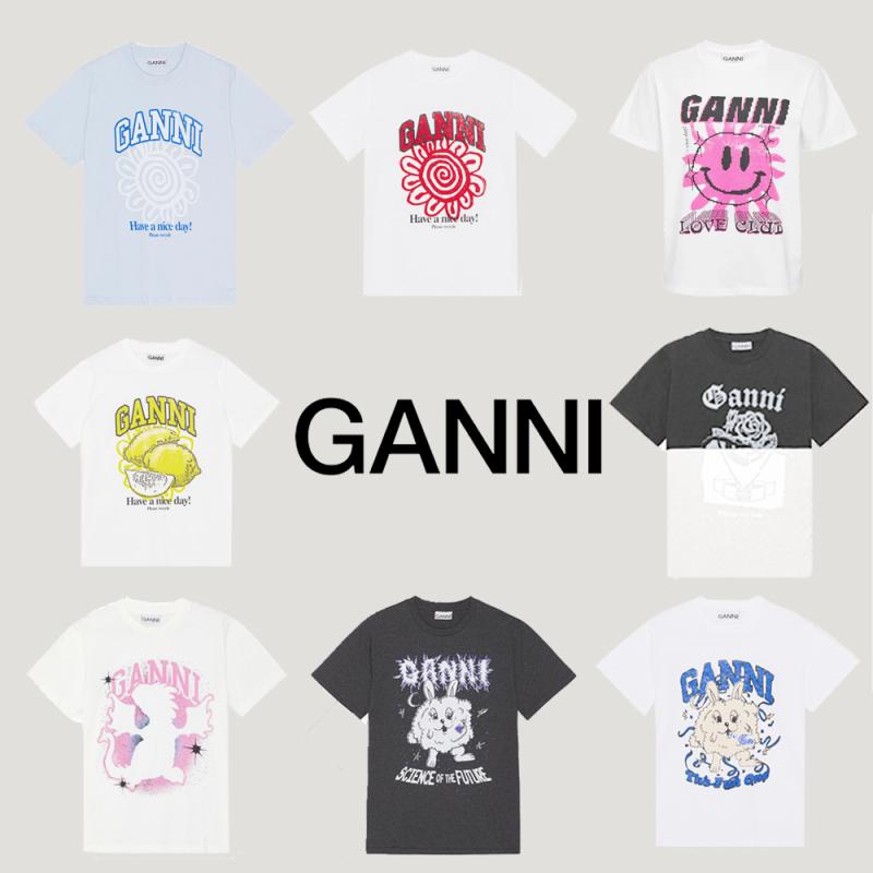 정품 GANNI 가니 티셔츠 스마일 프린팅 반팔티 35종