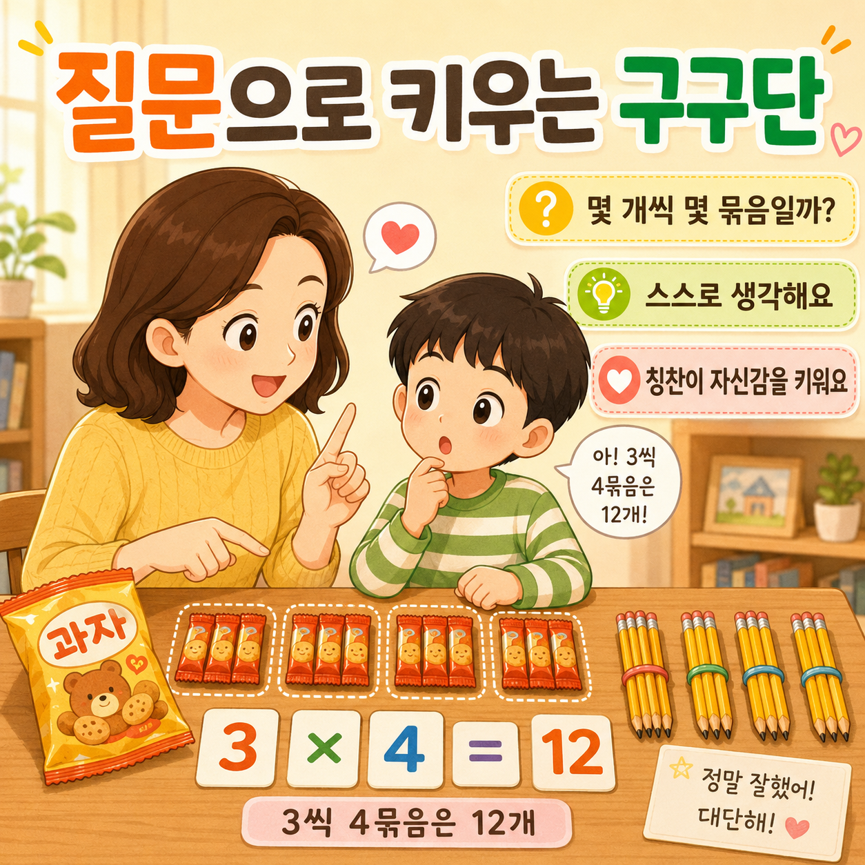 부모의 질문이 아이의 구구단 감각을 키워 줘요