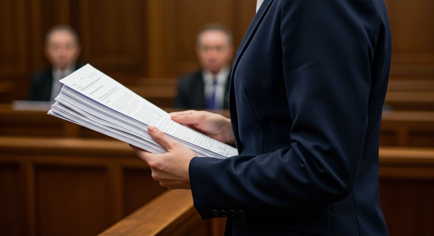 법원에서 서류를 들고 있는 여자의 모습 사진