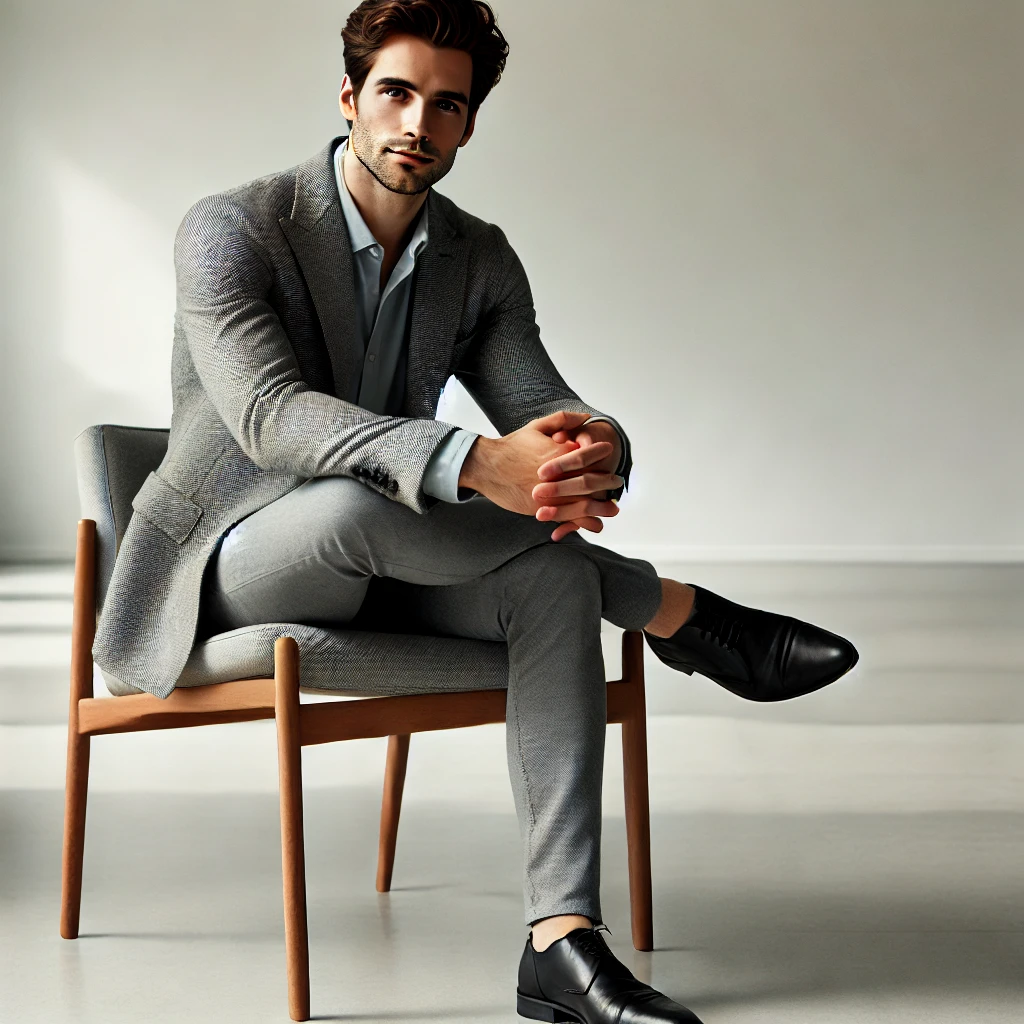 골반이 틀어진 다리꼬운 남자 사진