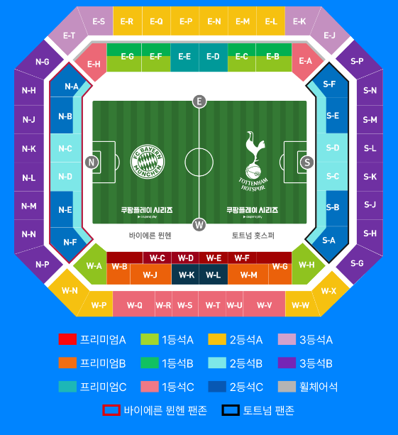 바이에른 뮌헨 : 토트넘 좌석배치도
