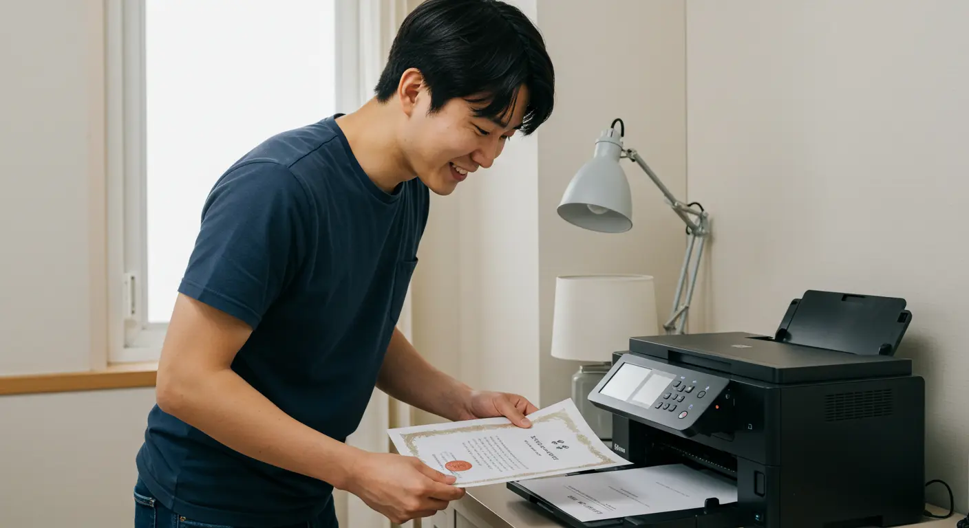 인감증명서 인터넷 발급 후 출력하는 남자