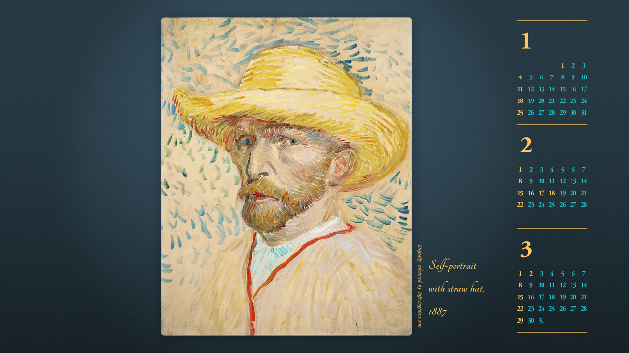 06 밀짚 모자를 쓴 자화상, F469 B - 2026년2월 달력배경화면