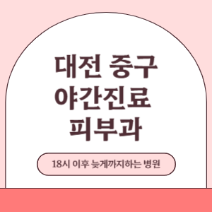 대전 중구 야간진료 늦게까지 진료 하는 피부과 병원 (18시 이후 지금 진료 중인 병원)
