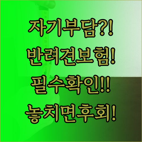 반려견 보험 가입 전 자기부담금 구조..