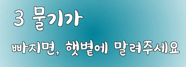 3 물기가 빠지면, 햇볕에 말려주세요