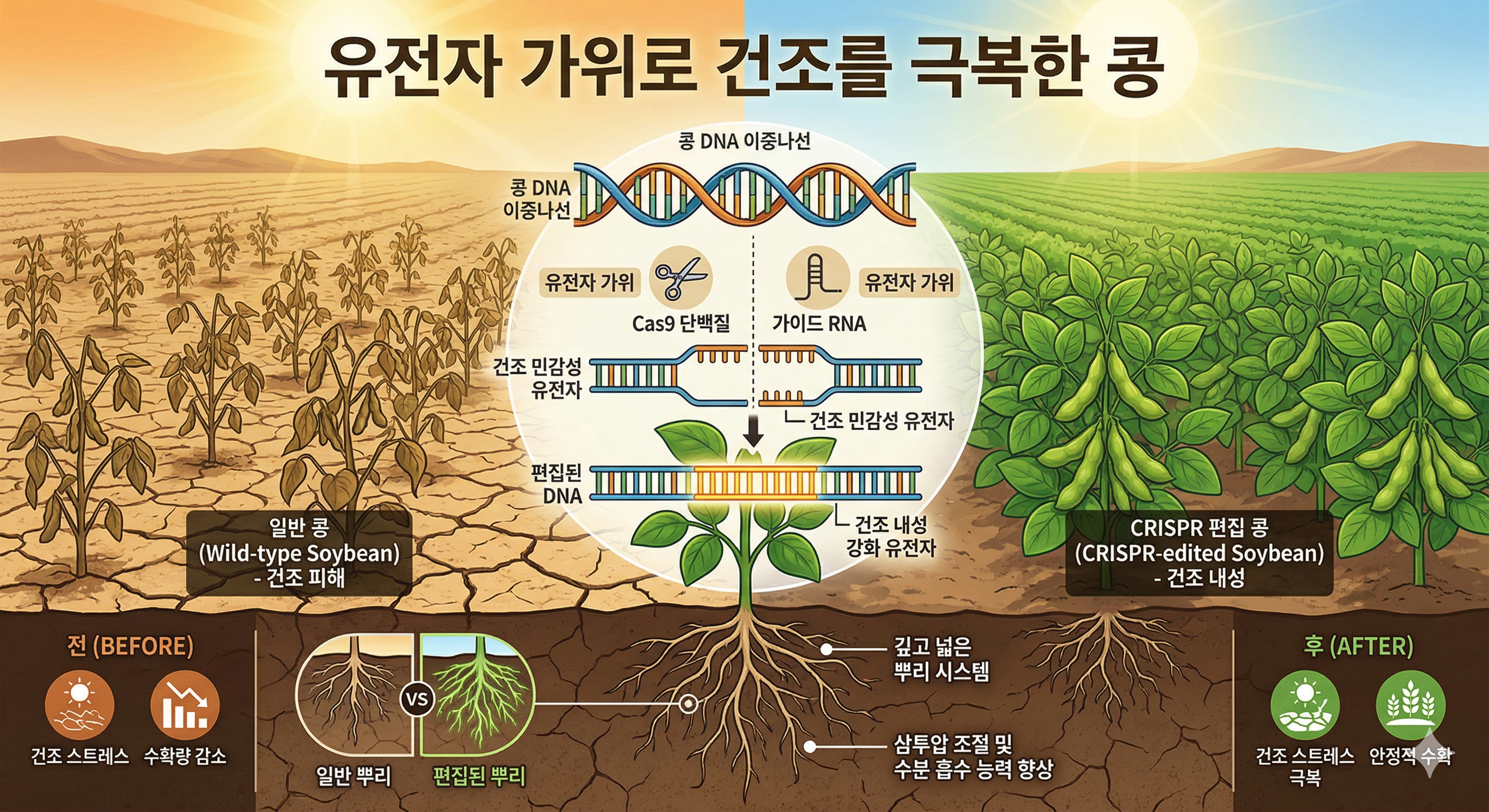유전자 가위로 건조 환경에서도 잘 자라는 콩