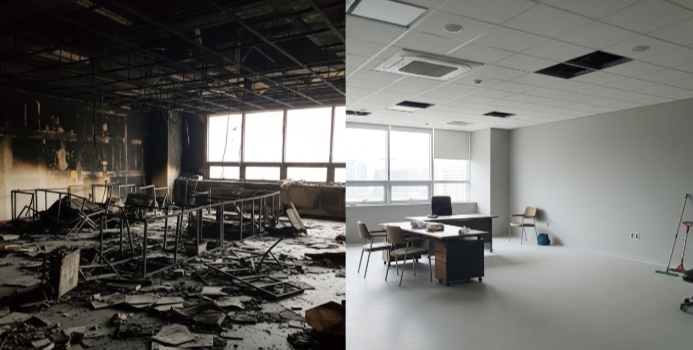 오피스빌딩 화재청소중