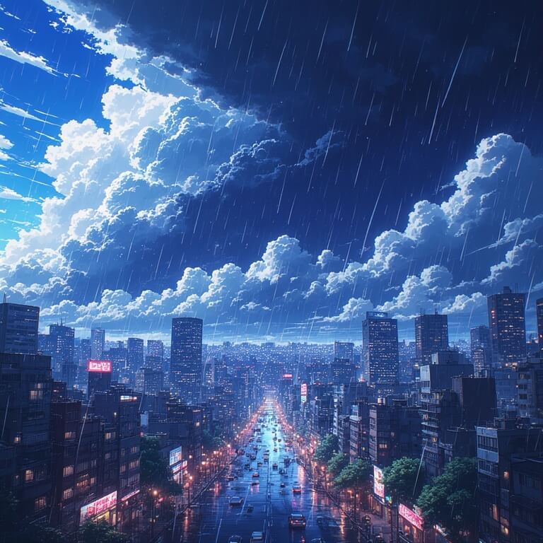 도시와 하늘 일러스트