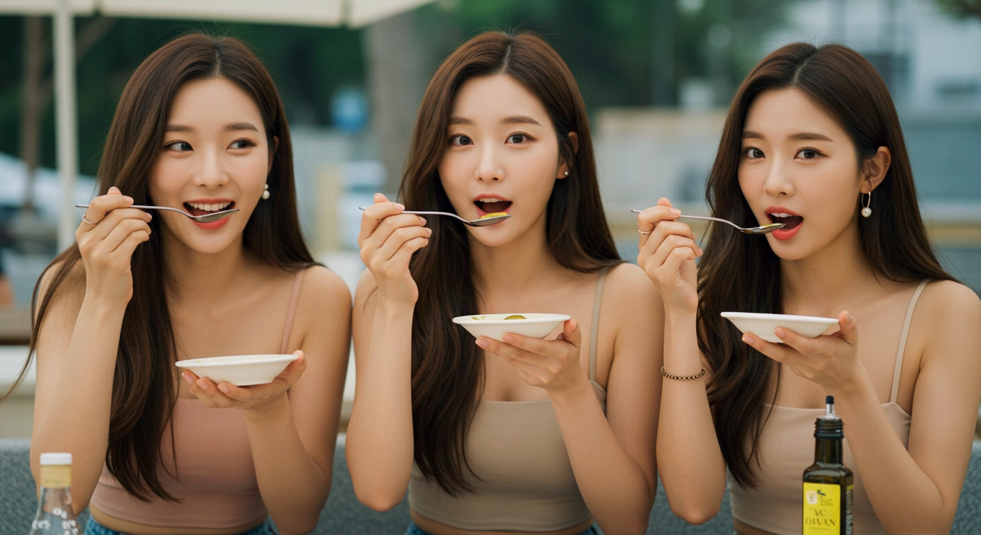 올리브유를 먹는 미녀들