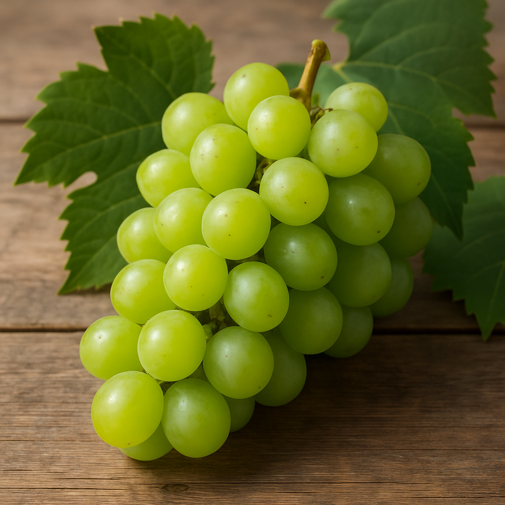 싱싱한 청포도 송이와 포도잎