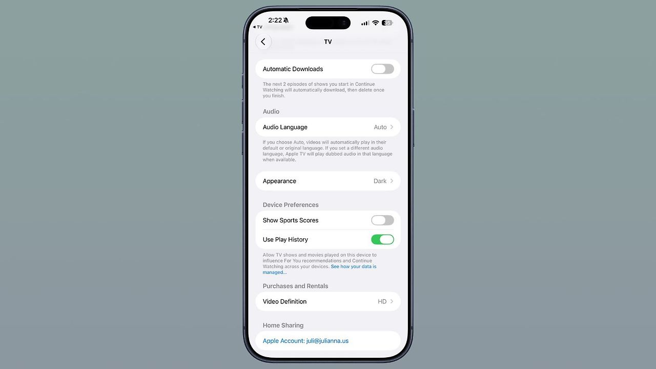 iOS 27 베타 4 Apple TV 자동 다운로드 설정 화면
