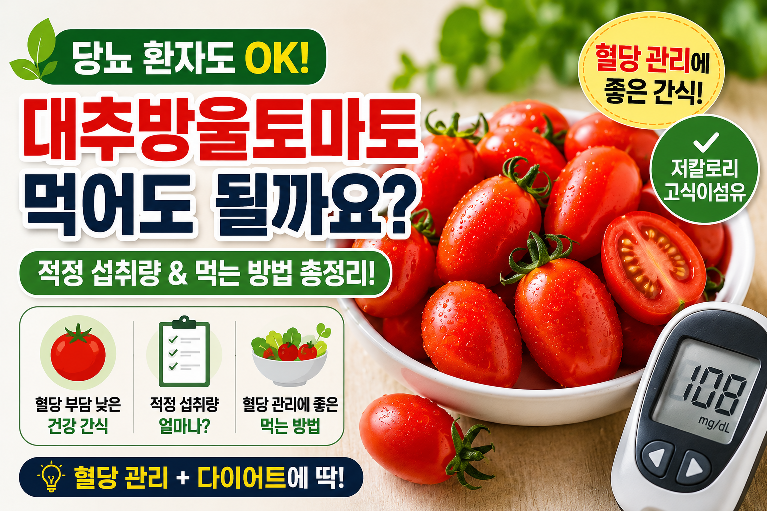 당뇨환자가 대추방울토마토 먹어도 될까요?｜적정 섭취량&middot;먹는 방법 총정리