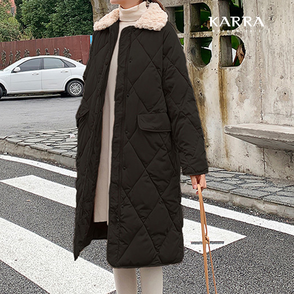 카라 KARRA 77까지 에코퍼카라퀼팅롱패딩 KB2WPD024C