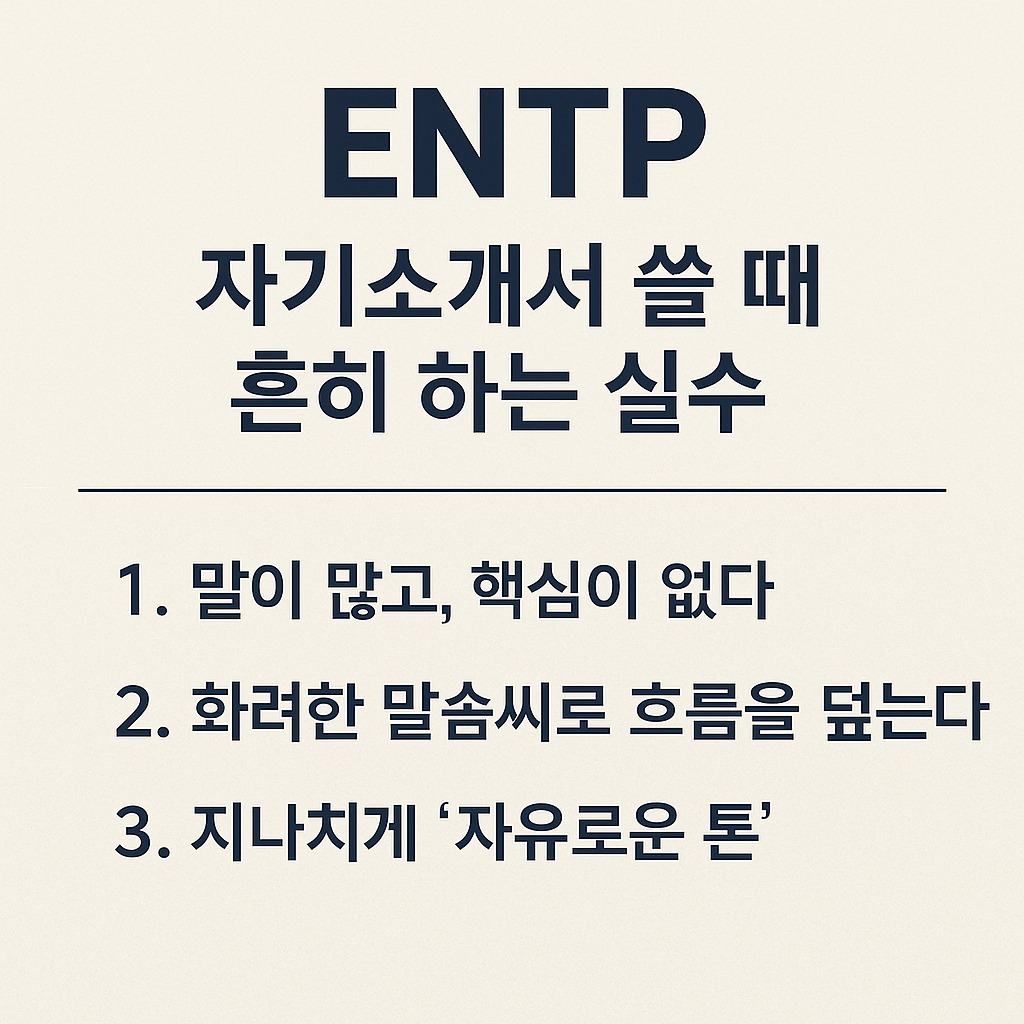 ENTP 자기소개서 쓸 때 흔히 하는 실수