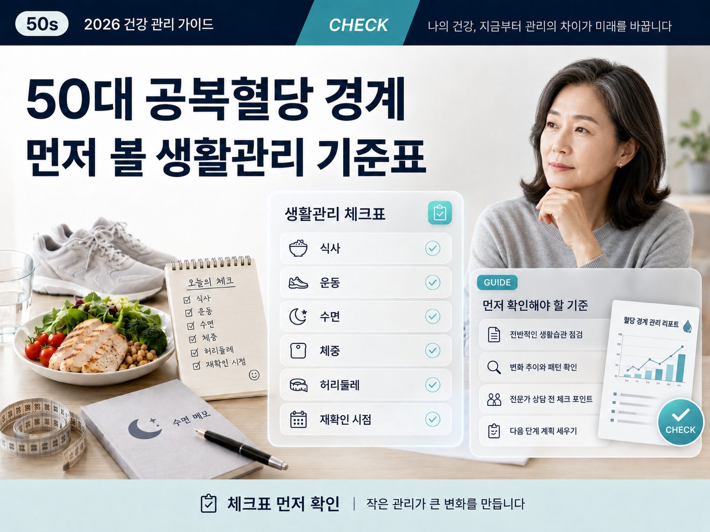 50대 공복혈당 경계 수치일 때 생활관리 체크표, 내가 해당되는지 확인하는 체크표
