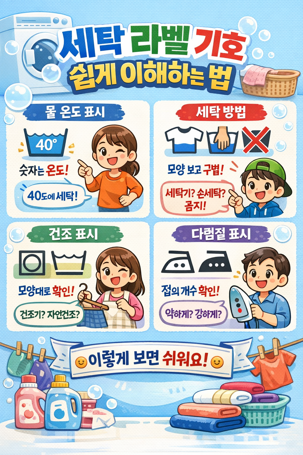 세탁 라벨 기호 쉽게 이해하는 법