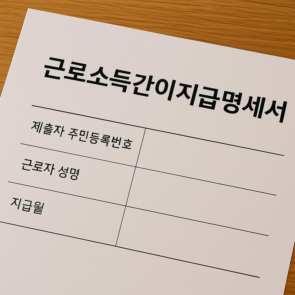 근로소득간이지급명세서 종이 서식 사진
