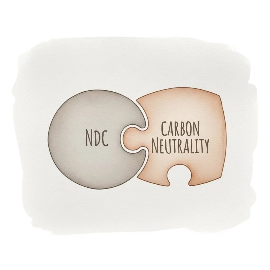 탄소중립과 NDC의 긴밀한 연결성을 보여주는 이미지