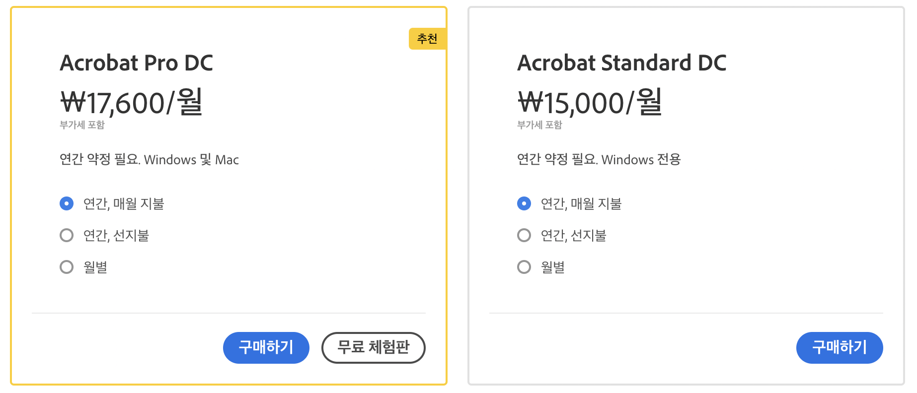 어도비 PDF 제품 가격