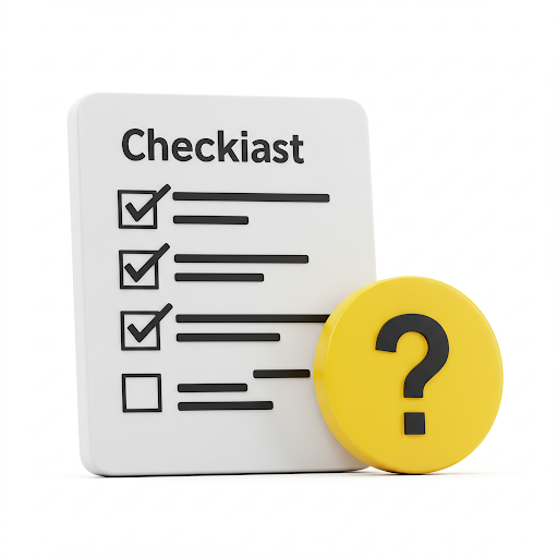 체크리스트와 물음표 아이콘