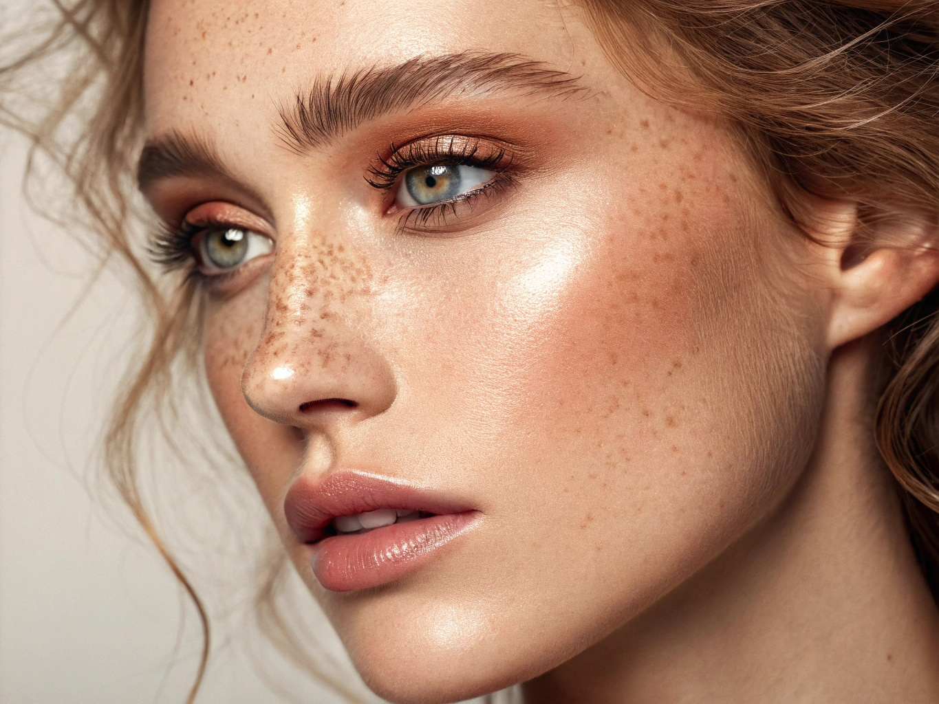 파운데이션이 뜬 얼굴 예시 이미지