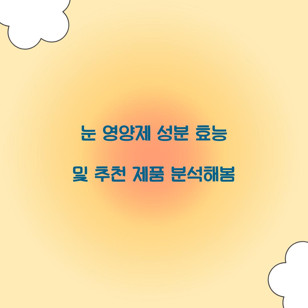 눈 영양제 성분 효능
