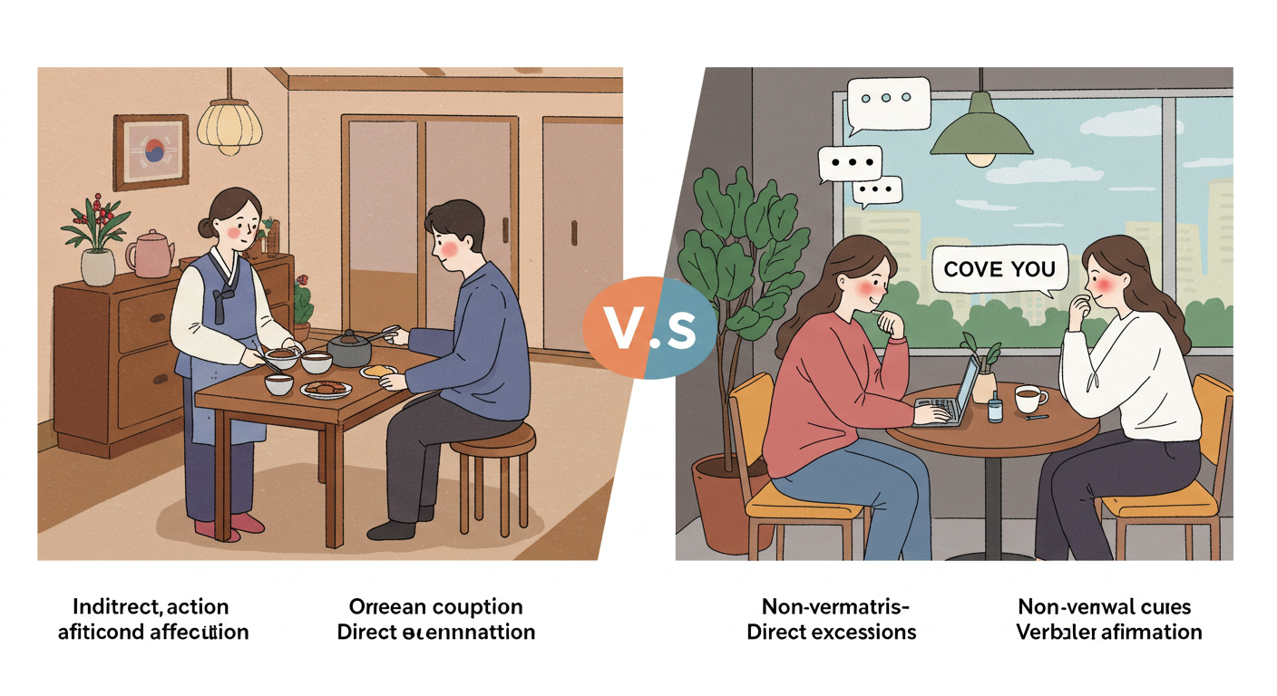 한국 부부 소통 문화 관련 그림