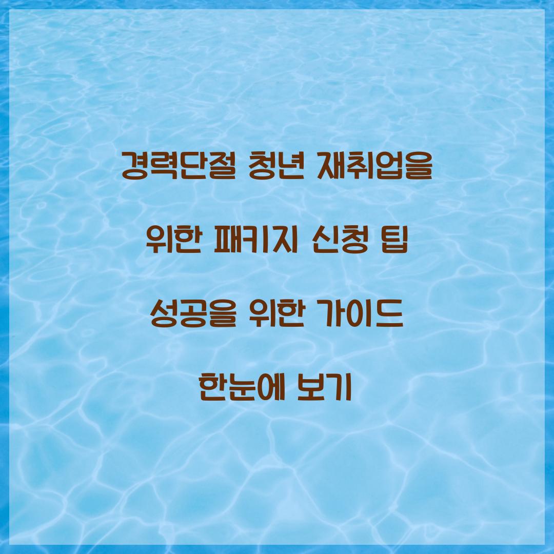 경력단절 청년 재취업을 위한 패키지 신청 팁