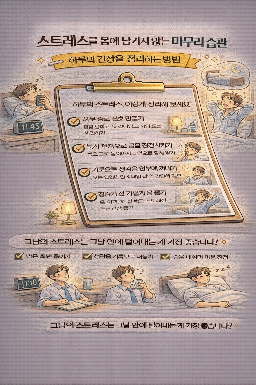 스트레스를 몸에 남기지 않는 마무리 습관, 하루의 긴장을 정리하는 방법