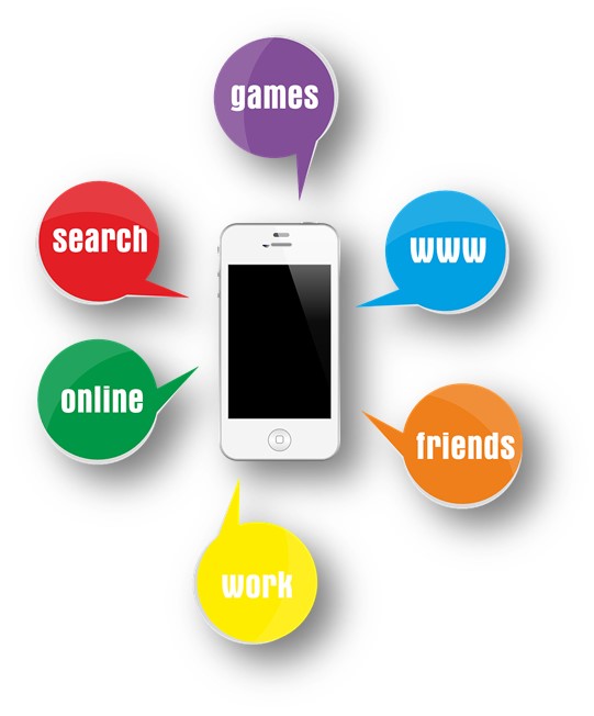 음성으로 검색, 업무 등을 효과적으로 할 수 있는 스마트폰을 보여주는 이미지