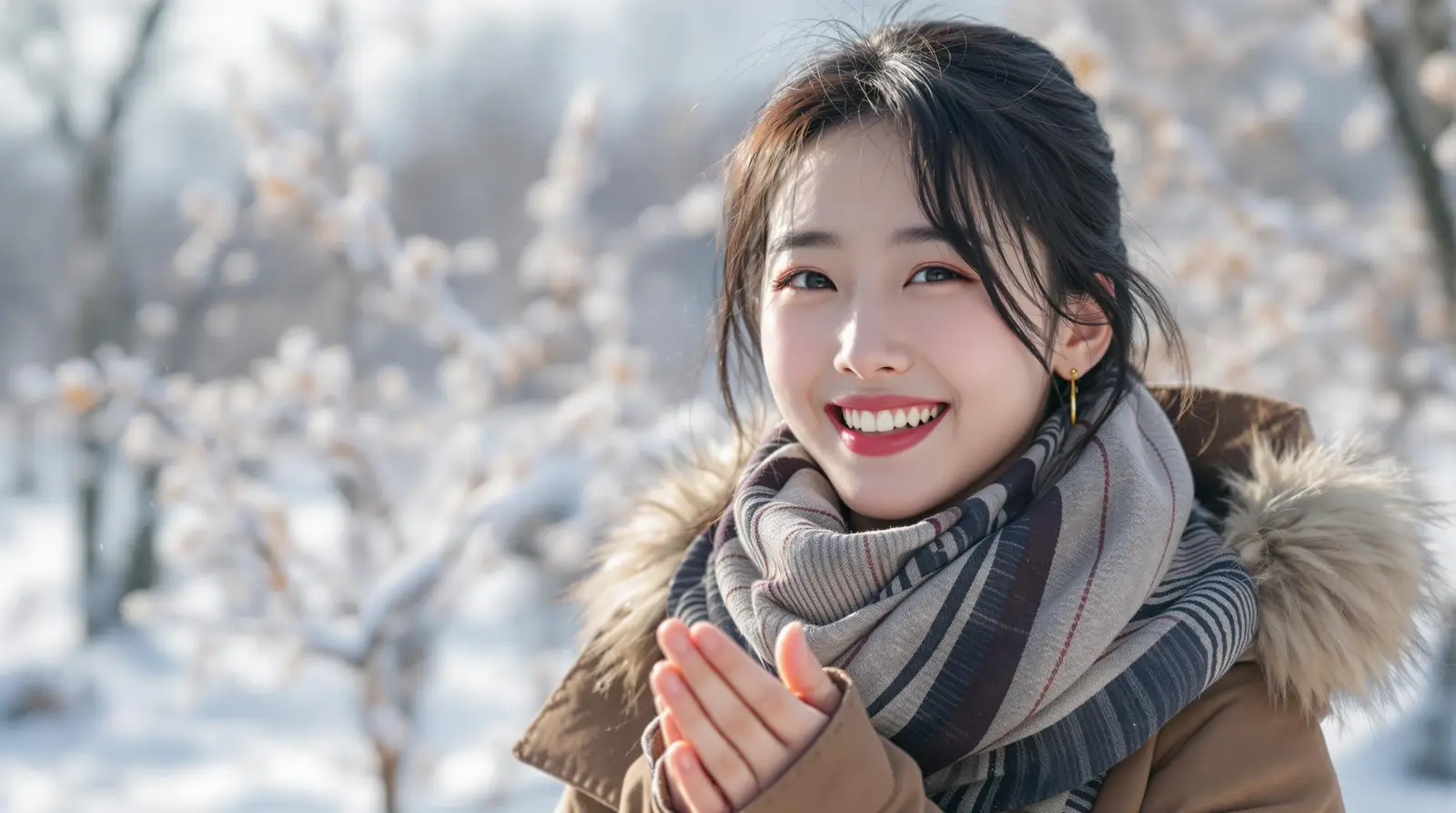 2월 인사말을 전하는 여성