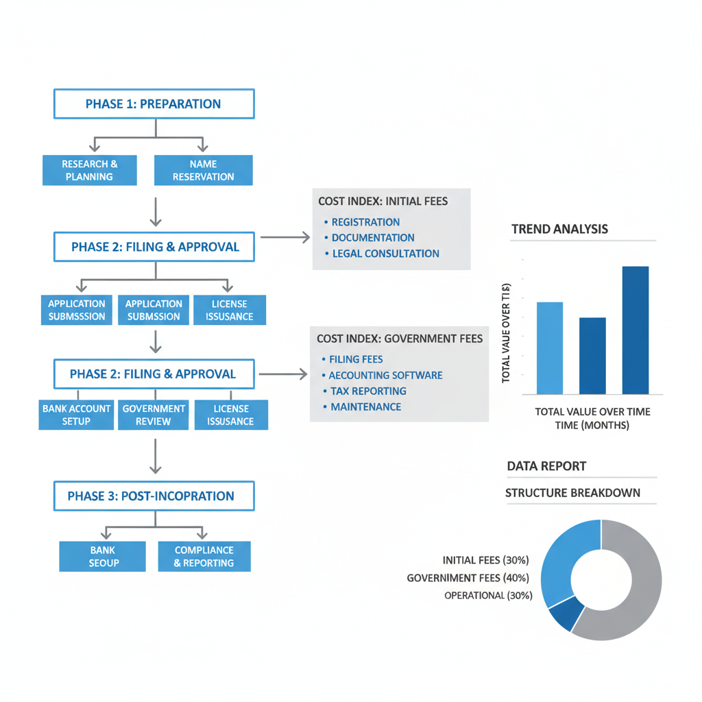 법인 설립 절차 및 비용 구조 다이어그램