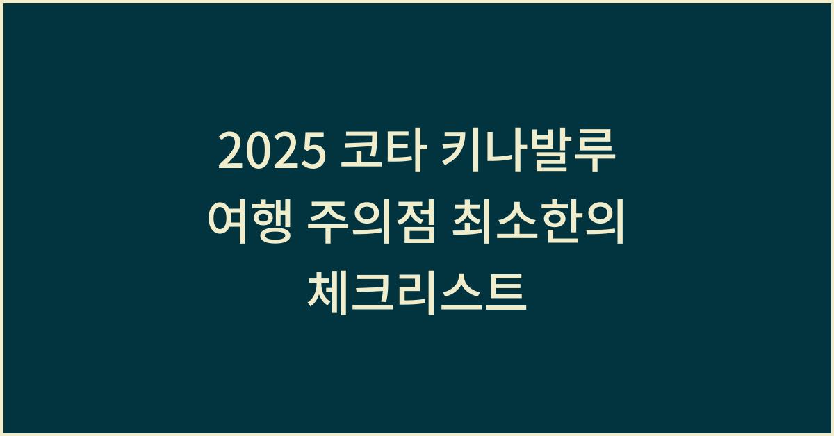 2025 코타 키나발루 여행 주의점